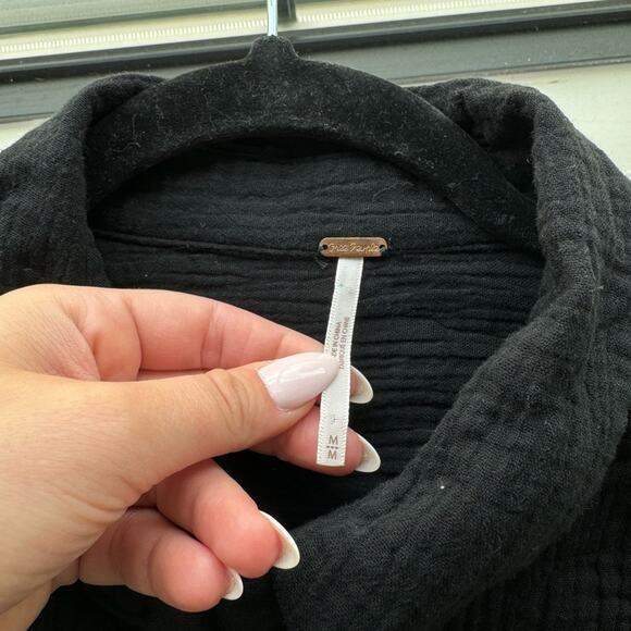 Free People Sunstreaks Tie Front Button Down Long Sleeve Blouse Size Medium - Picture 6 of 11